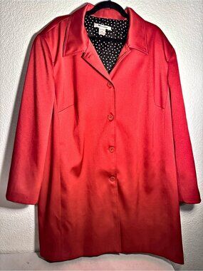 Nygard Collection Red Mid Trench Coat Polka Dot Size 22